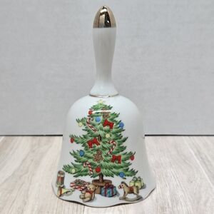Vintage Holiday Hostess Bell Christmas Tree Holly Made in Japan
